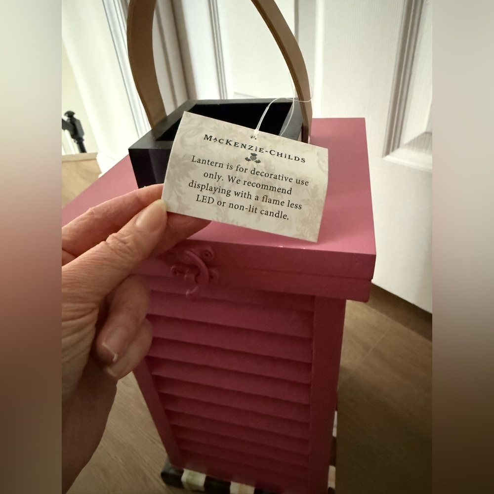 Mackenzie Childs Discontinued RARE Pink Shutter Lantern - Picture 4 of 10
